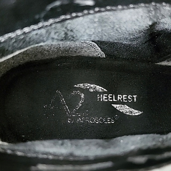 A2 Aerosoles Heelrest Gold Role Black Faux Leather Heeled Ankle Boots Size 7.5 - Picture 14 of 15